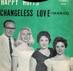 Four people on vintage music album cover.